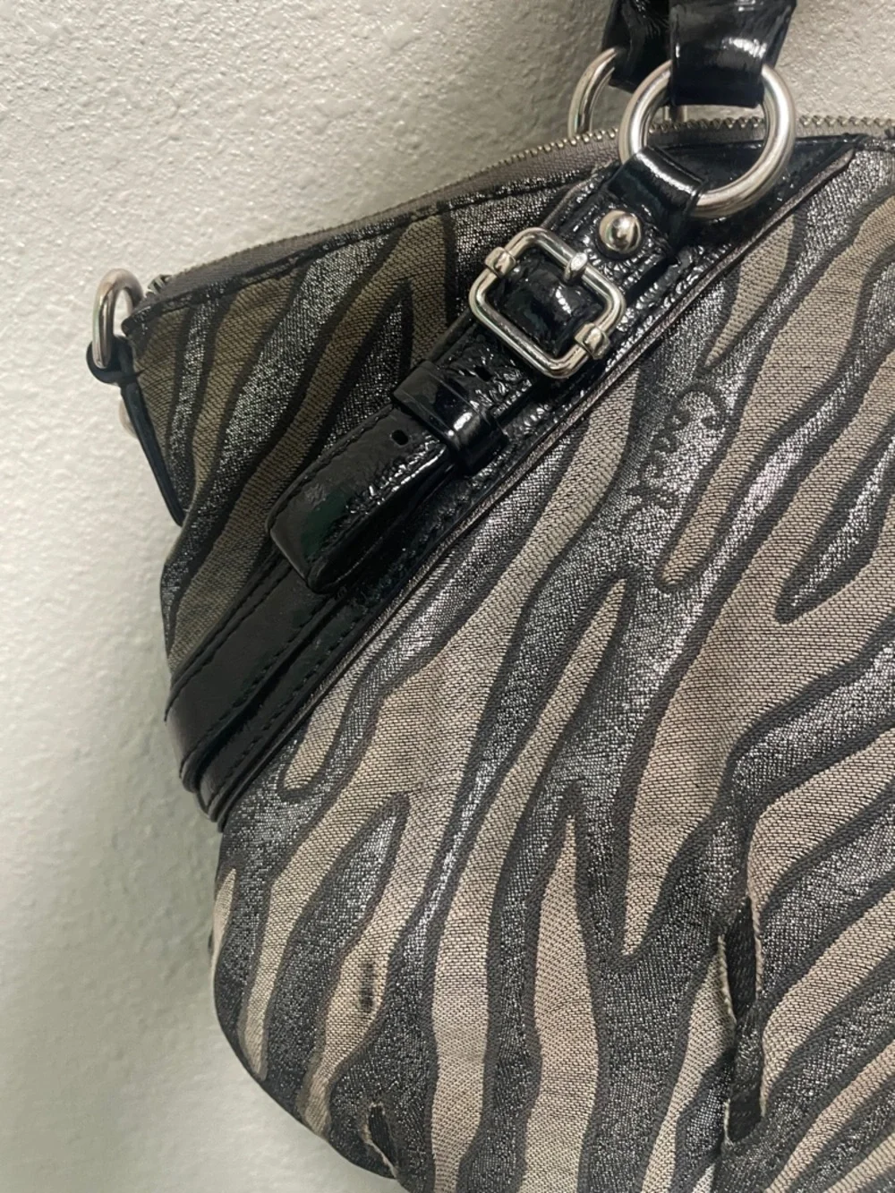 Y2K Coach Zebra Print Satchel in Black and Silver - Picture 9 of 13